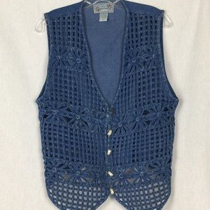 Fancy DENIM VEST! NEW DIRECTIONS Size Large
